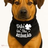 Funny St Patricks Day Irish Shamrock Dibs On The Redhead USA-Made Doggie Bandana thumb 1