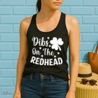 Funny St Patricks Day Irish Shamrock Dibs On The Redhead Women's Tank Top thumb 2