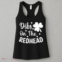 Funny St Patricks Day Irish Shamrock Dibs On The Redhead Women's Tank Top thumb 3