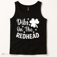 Funny St Patricks Day Irish Shamrock Dibs On The Redhead Tank Top thumb 2