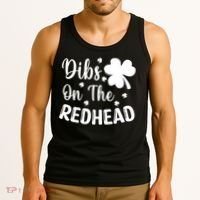 Funny St Patricks Day Irish Shamrock Dibs On The Redhead Tank Top thumb 3