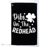 Funny St Patricks Day Irish Shamrock Dibs On The Redhead Golf Towel thumb 0