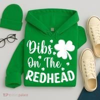 Funny St Patricks Day Irish Shamrock Dibs On The Redhead Hoodie thumb 4