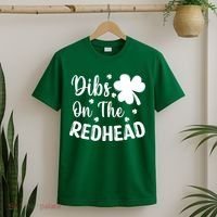 Funny St Patricks Day Irish Shamrock Dibs On The Redhead T-Shirt thumb 2
