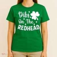 Funny St Patricks Day Irish Shamrock Dibs On The Redhead T-Shirt thumb 4