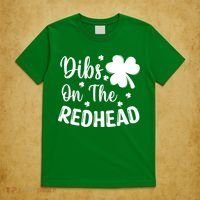 Funny St Patricks Day Irish Shamrock Dibs On The Redhead T-Shirt thumb 5