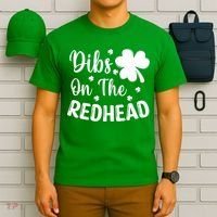 Funny St Patricks Day Irish Shamrock Dibs On The Redhead T-Shirt thumb 6