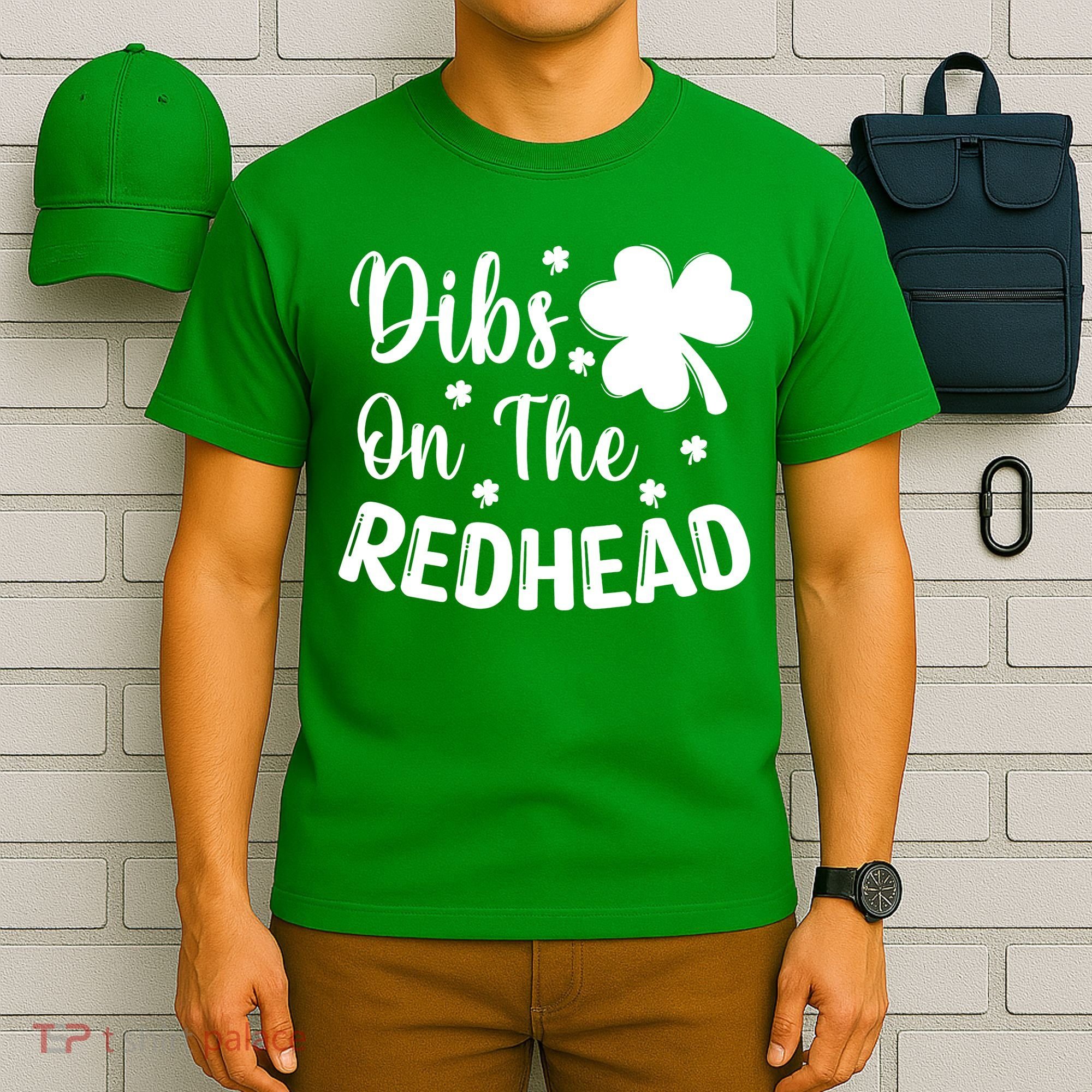 Funny St Patricks Day Irish Shamrock Dibs On The Redhead T-Shirt
