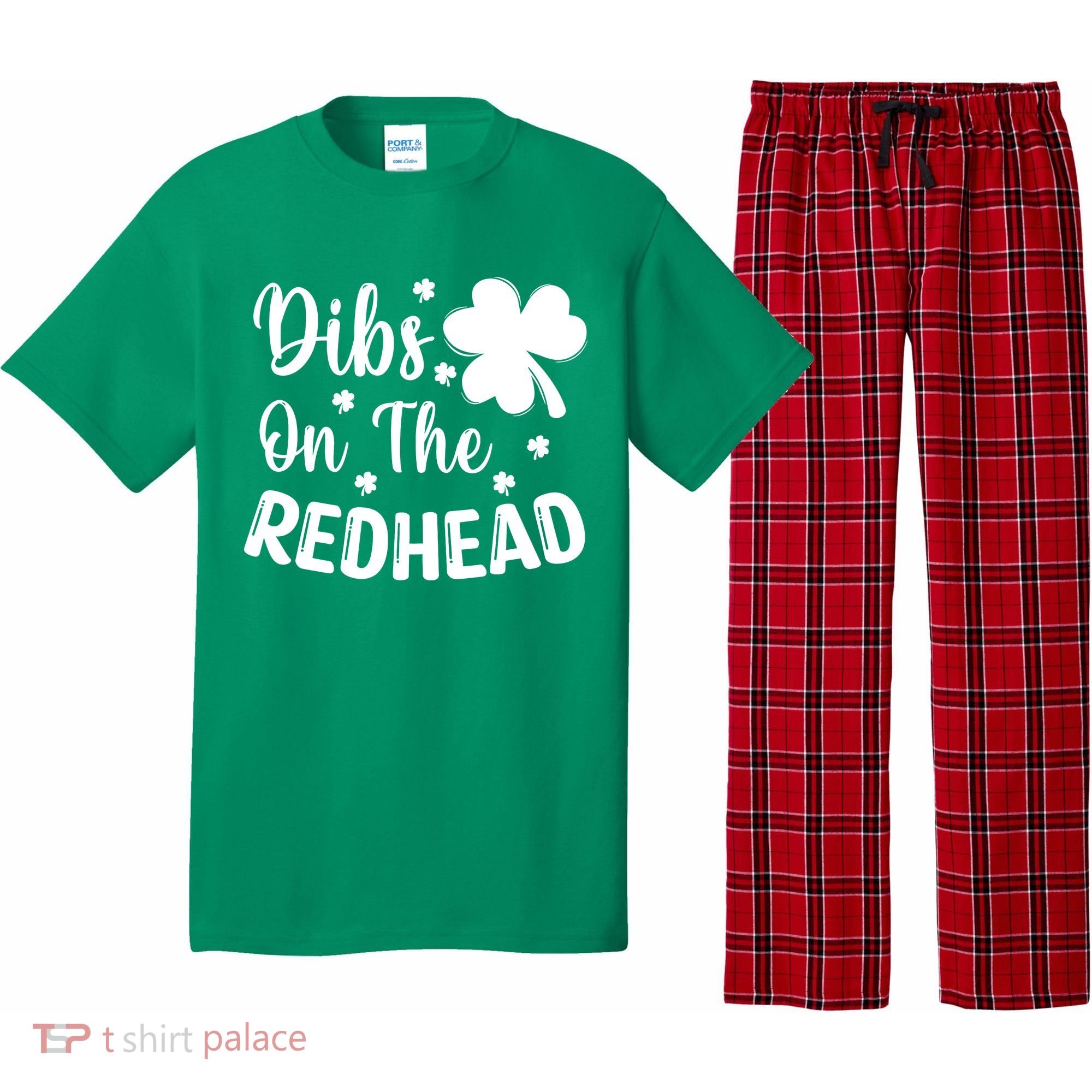 Funny St Patricks Day Irish Shamrock Dibs On The Redhead Pajama Set