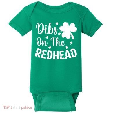 Funny St Patricks Day Irish Shamrock Dibs On The Redhead Baby Bodysuit