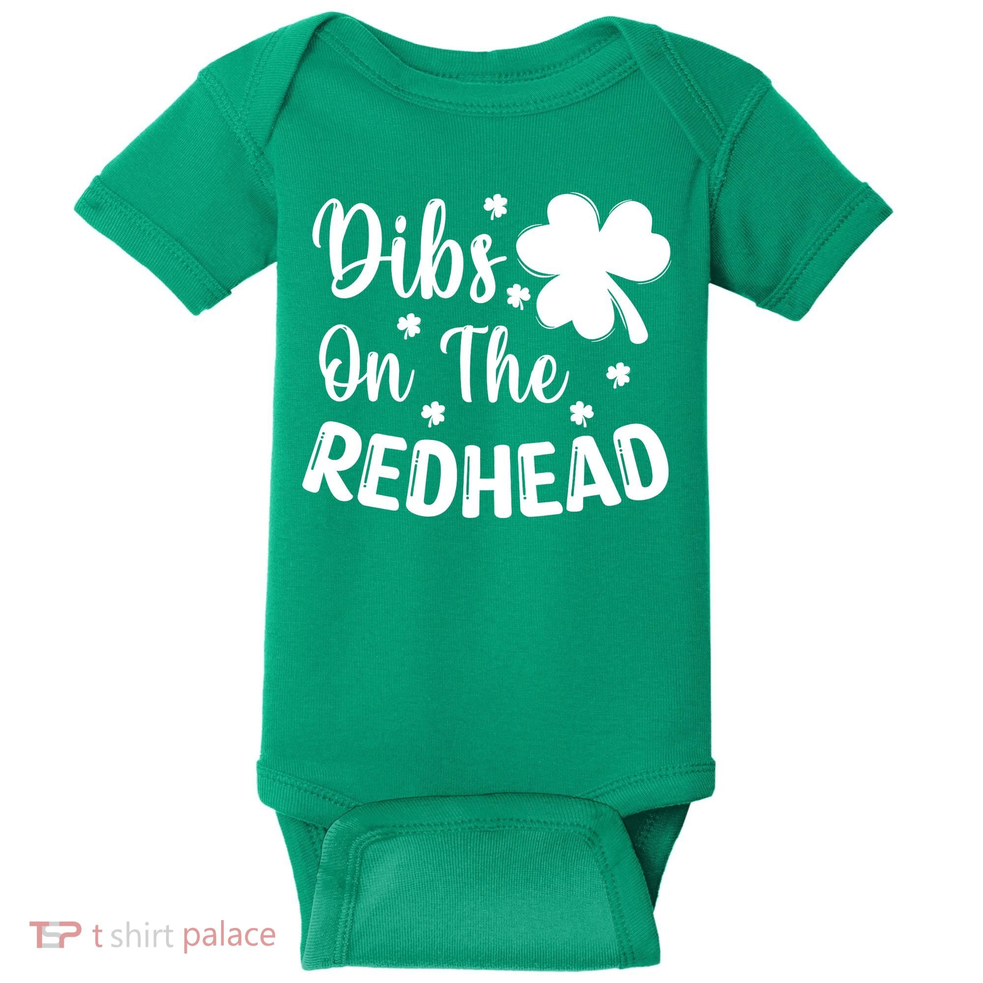 Funny St Patricks Day Irish Shamrock Dibs On The Redhead Baby Bodysuit