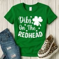 Funny St Patricks Day Irish Shamrock Dibs On The Redhead Women's T-Shirt thumb 3