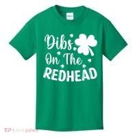 Funny St Patricks Day Irish Shamrock Dibs On The Redhead Kids T-Shirt thumb 0