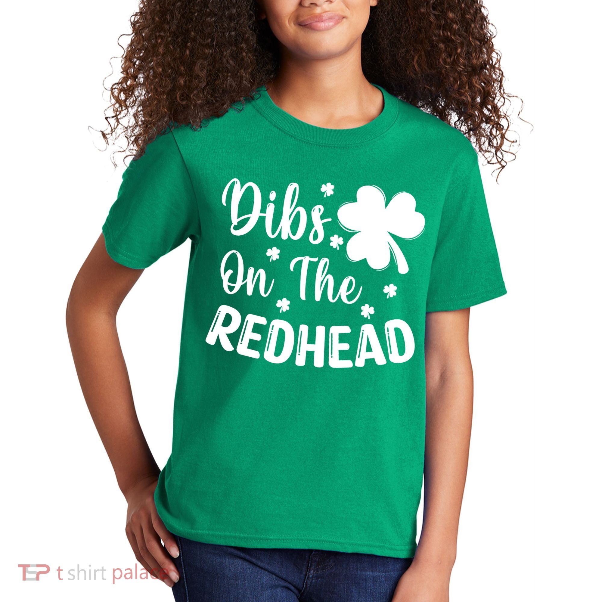 Funny St Patricks Day Irish Shamrock Dibs On The Redhead Kids T-Shirt