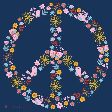 Floral Spring Peace Sign Ladies Heavyweight Boxy Pullover Hoodie