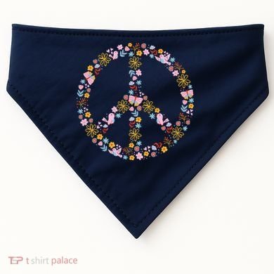 Floral Spring Peace Sign USA-Made Doggie Bandana