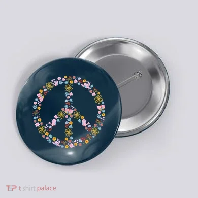 Floral Spring Peace Sign Button