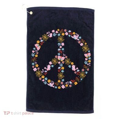 Floral Spring Peace Sign Golf Towel