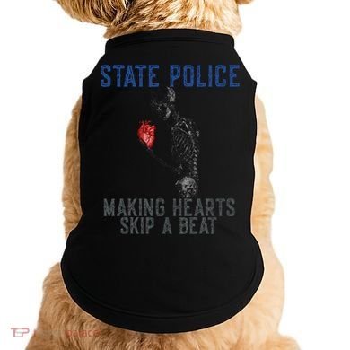 Funny State Police Making Hearts Skip Beat Skeleton Design Doggie Tank
