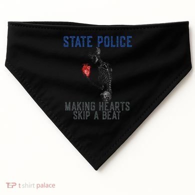 Funny State Police Making Hearts Skip Beat Skeleton Design USA-Made Doggie Bandana