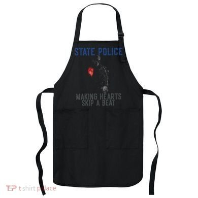 Funny State Police Making Hearts Skip Beat Skeleton Design Apron