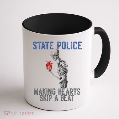 Funny State Police Making Hearts Skip Beat Skeleton Design Coffee Mug back