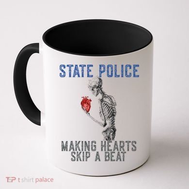 Funny State Police Making Hearts Skip Beat Skeleton Design Coffee Mug