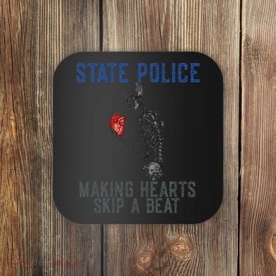 Funny State Police Making Hearts Skip Beat Skeleton Design Coaster