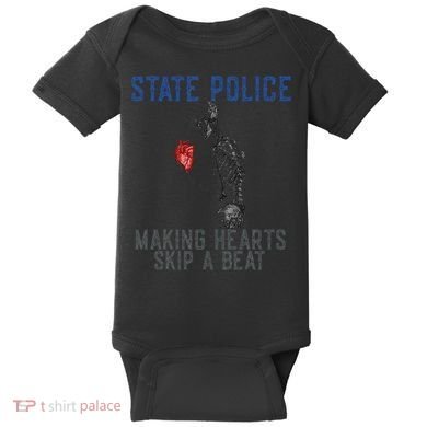 Funny State Police Making Hearts Skip Beat Skeleton Design Baby Bodysuit