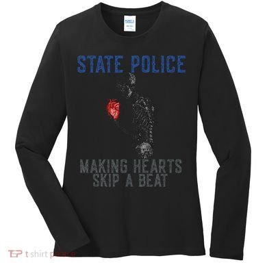 Funny State Police Making Hearts Skip Beat Skeleton Design Women's Long Sleeve Shirt