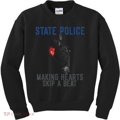 Funny State Police Making Hearts Skip Beat Skeleton Design Kids Sweatshirt