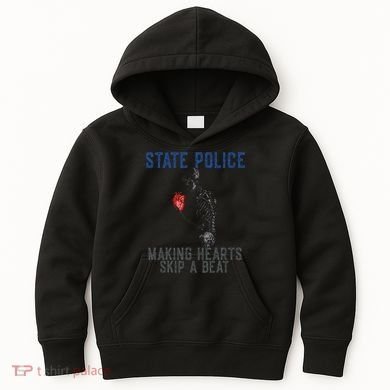 Funny State Police Making Hearts Skip Beat Skeleton Design Kids Hoodie