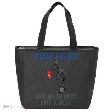 Funny State Police Making Hearts Skip Beat Skeleton Design Tote Bag