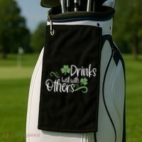 Funny St Patricks Day, St Patricks Day Drinking, Drinks Well With Other Golf Towel thumb 2