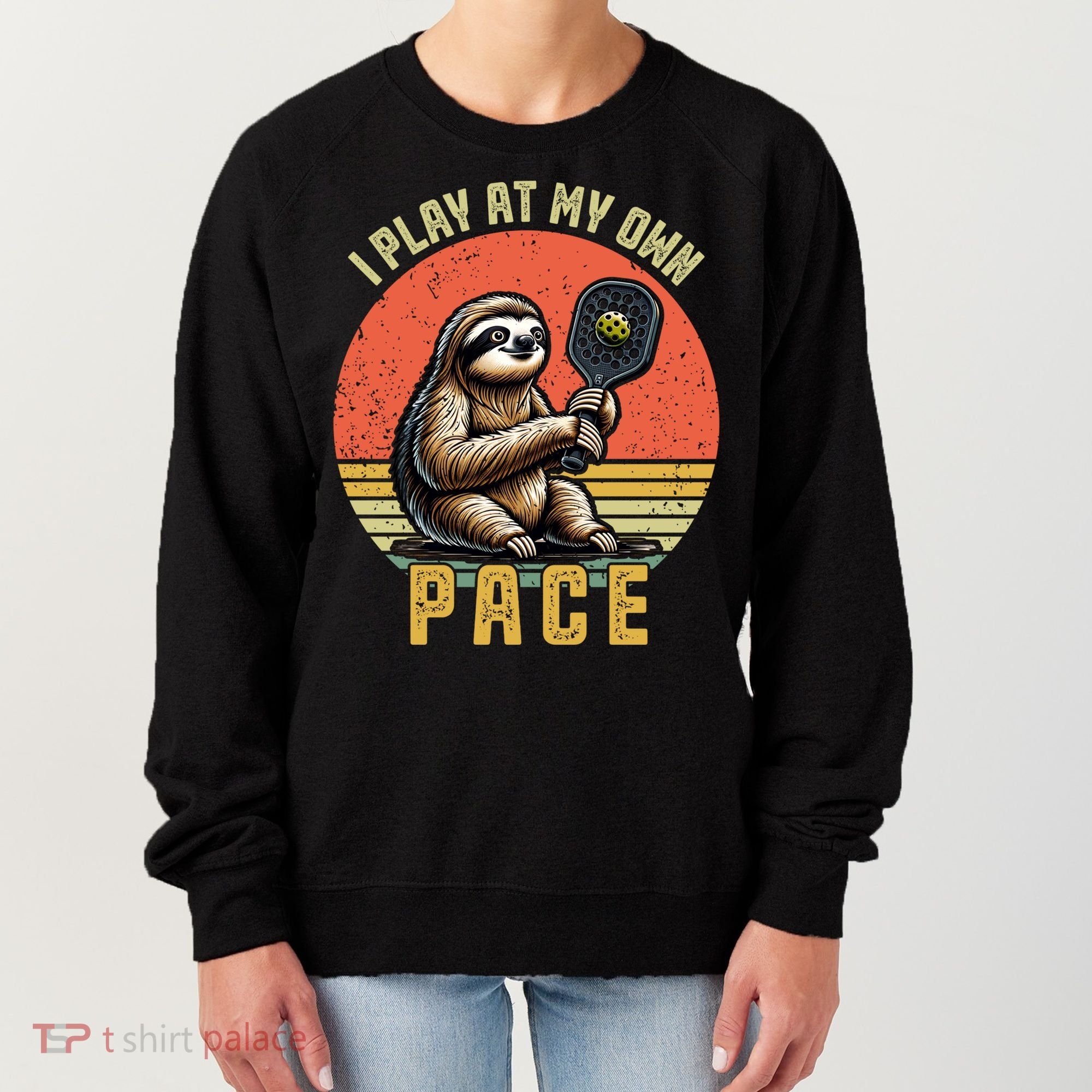 Funny Sloth Pickleball Player And Paddleball Gift Women's Sweatshirt