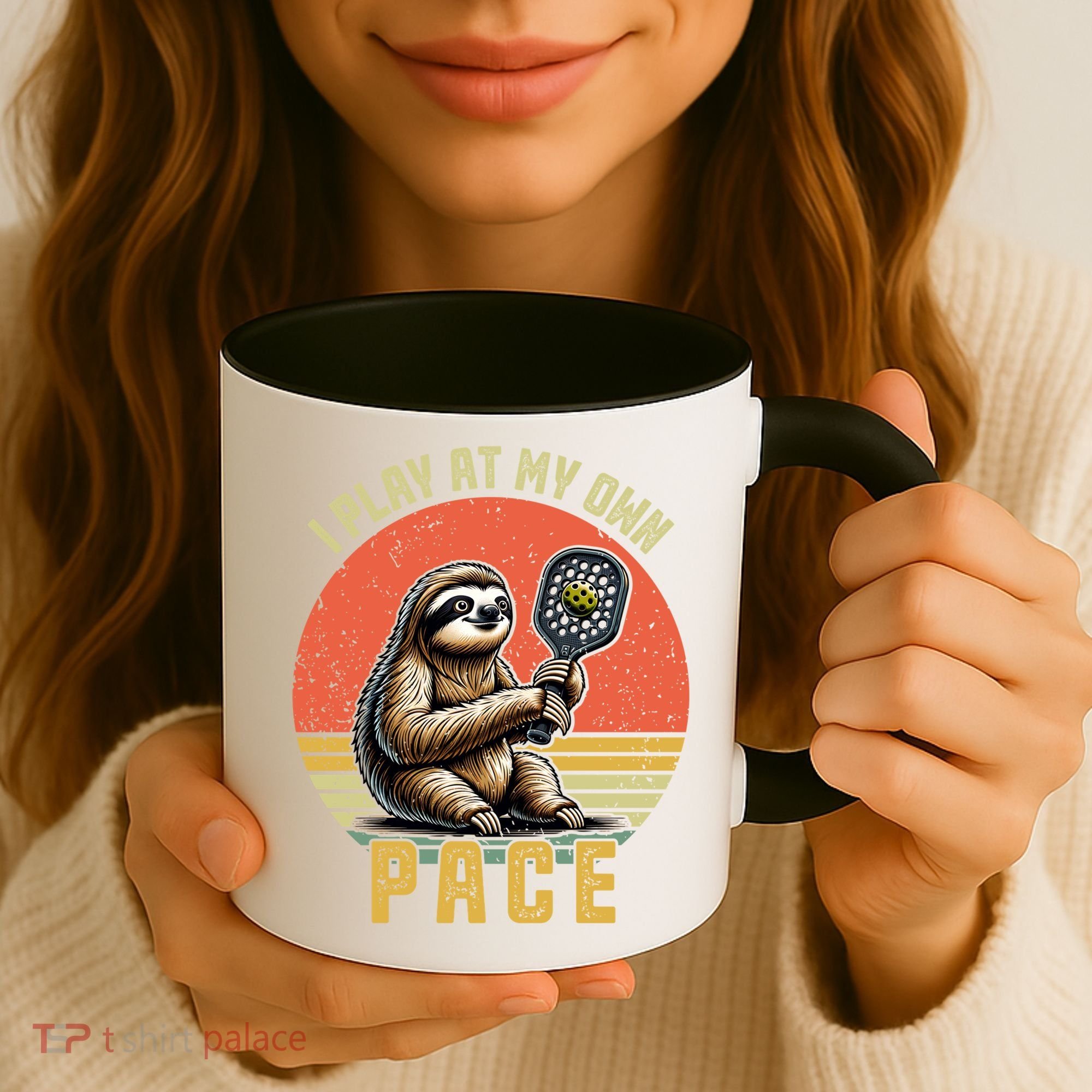 Funny Sloth Pickleball Player And Paddleball Gift Coffee Mug