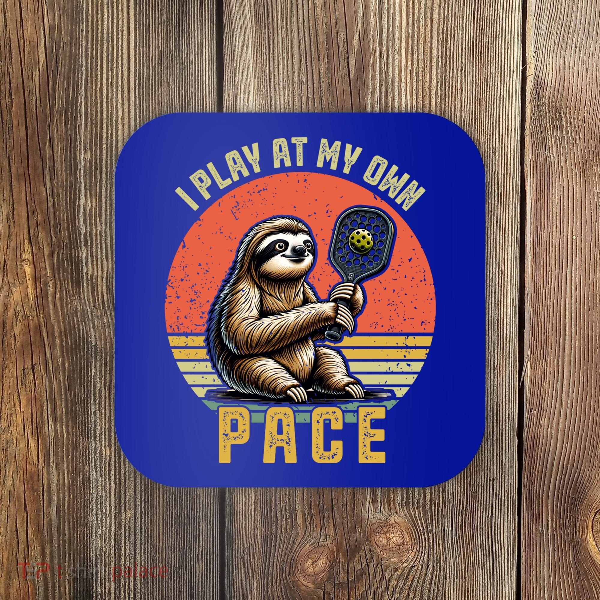 Funny Sloth Pickleball Player And Paddleball Gift Coaster