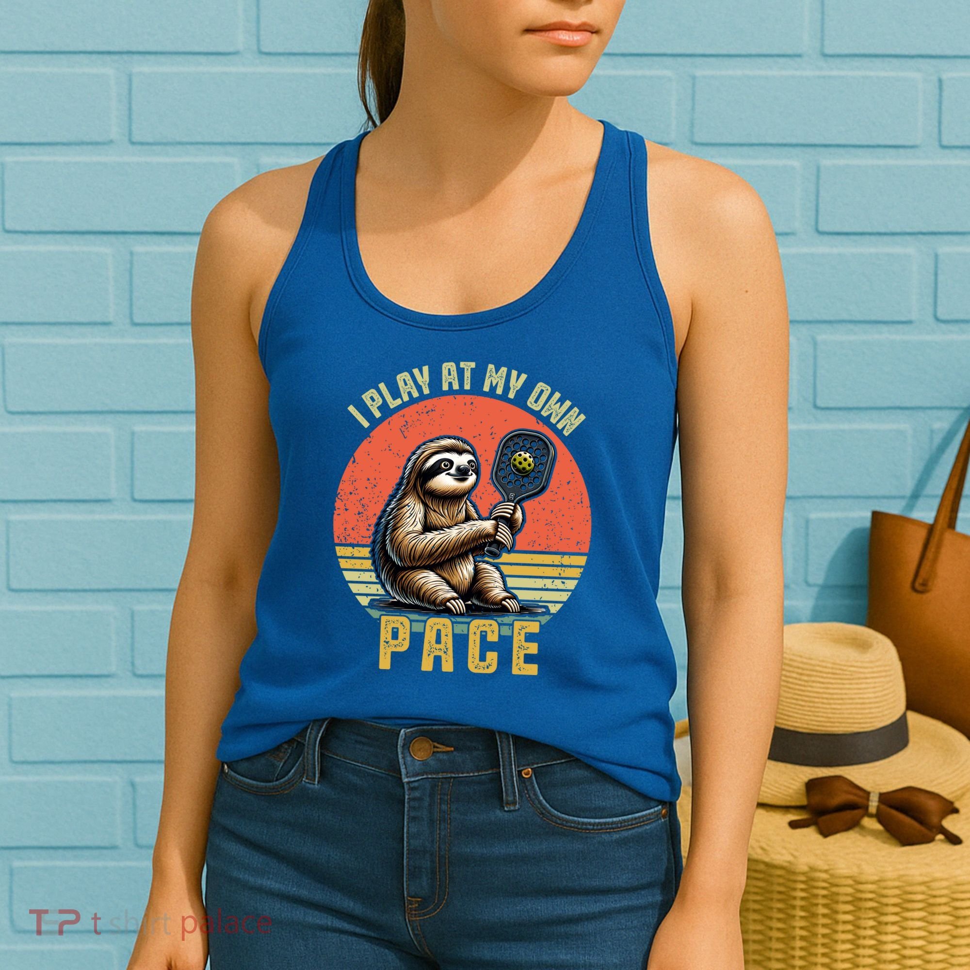 Funny Sloth Pickleball Player And Paddleball Gift Women's Tank Top