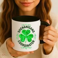 Funny St Patrick's Day Shenanigans Coordinator Lucky Shamrock Clover Coffee Mug thumb 3