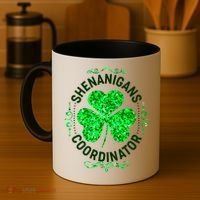 Funny St Patrick's Day Shenanigans Coordinator Lucky Shamrock Clover Coffee Mug thumb 4