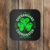 Funny St Patrick's Day Shenanigans Coordinator Lucky Shamrock Clover Coaster thumb 0
