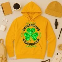 Funny St Patrick's Day Shenanigans Coordinator Lucky Shamrock Clover Hoodie thumb 3