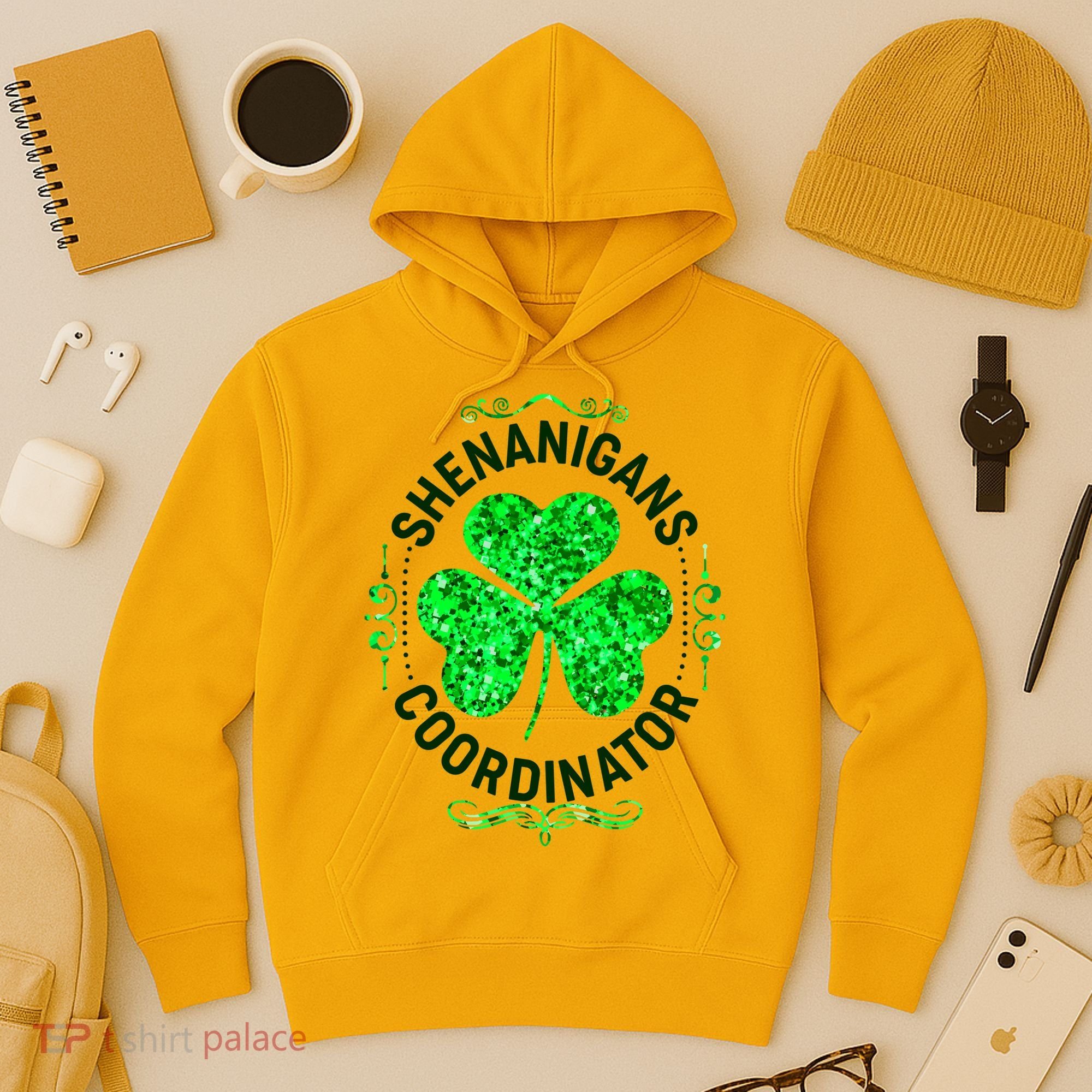 Funny St Patrick's Day Shenanigans Coordinator Lucky Shamrock Clover Hoodie
