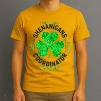 Funny St Patrick's Day Shenanigans Coordinator Lucky Shamrock Clover T-Shirt thumb 3