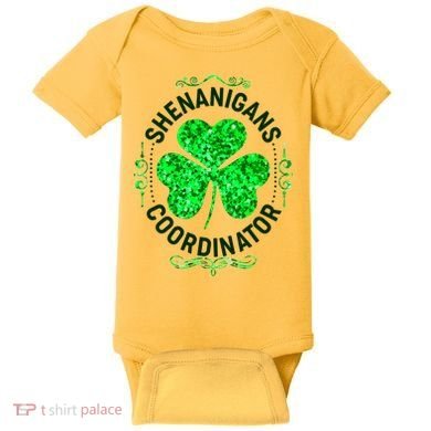 Funny St Patrick's Day Shenanigans Coordinator Lucky Shamrock Clover Baby Bodysuit