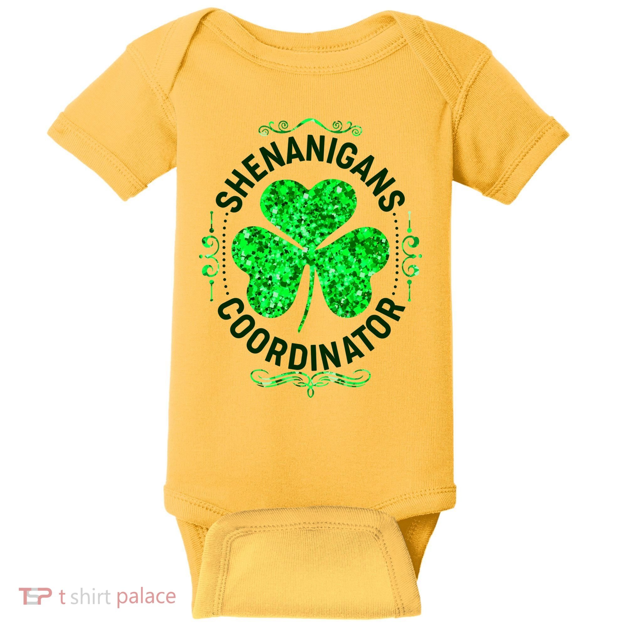 Funny St Patrick's Day Shenanigans Coordinator Lucky Shamrock Clover Baby Bodysuit