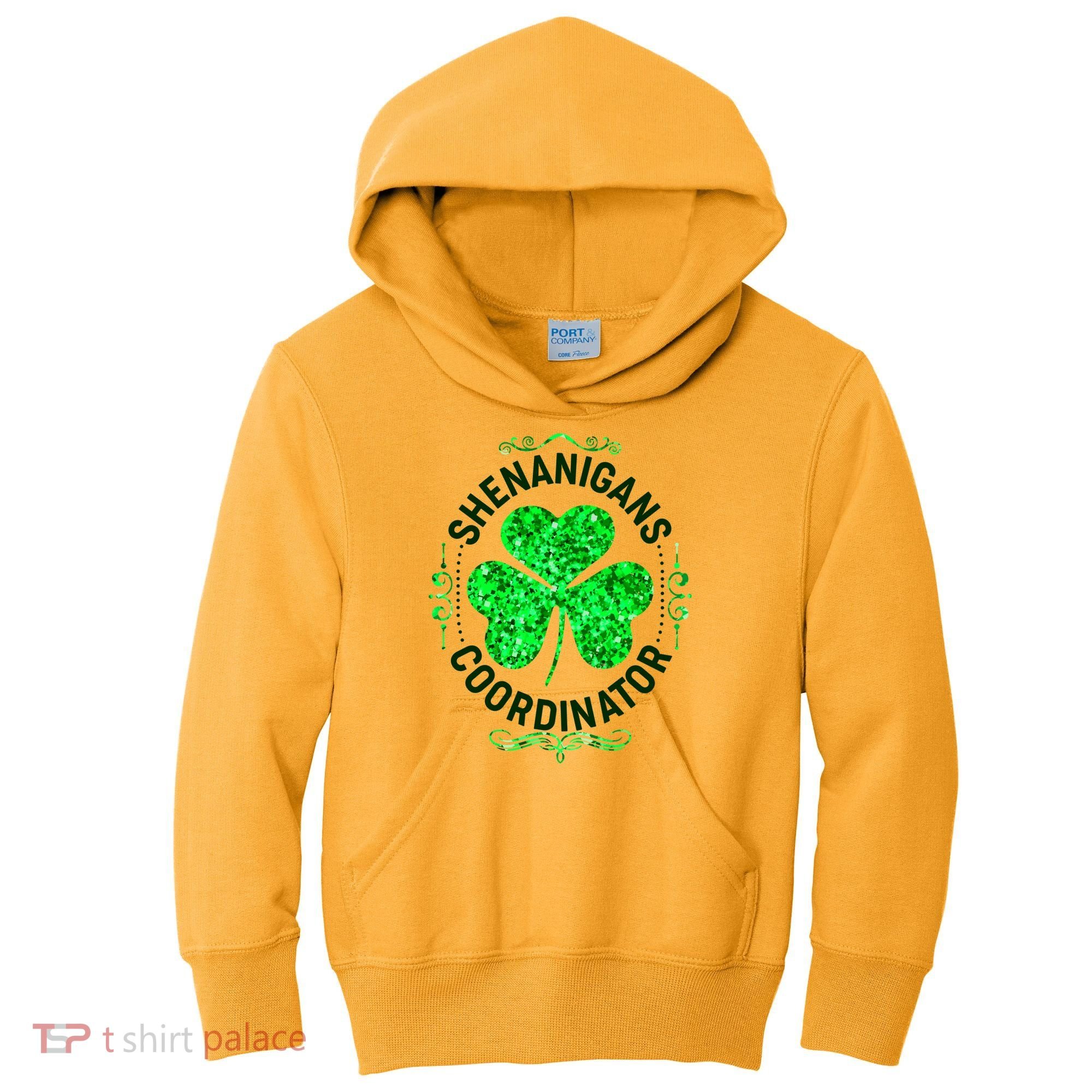 Funny St Patrick's Day Shenanigans Coordinator Lucky Shamrock Clover Kids Hoodie