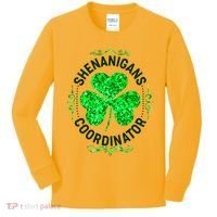 Funny St Patrick's Day Shenanigans Coordinator Lucky Shamrock Clover Kids Long Sleeve Shirt thumb 0