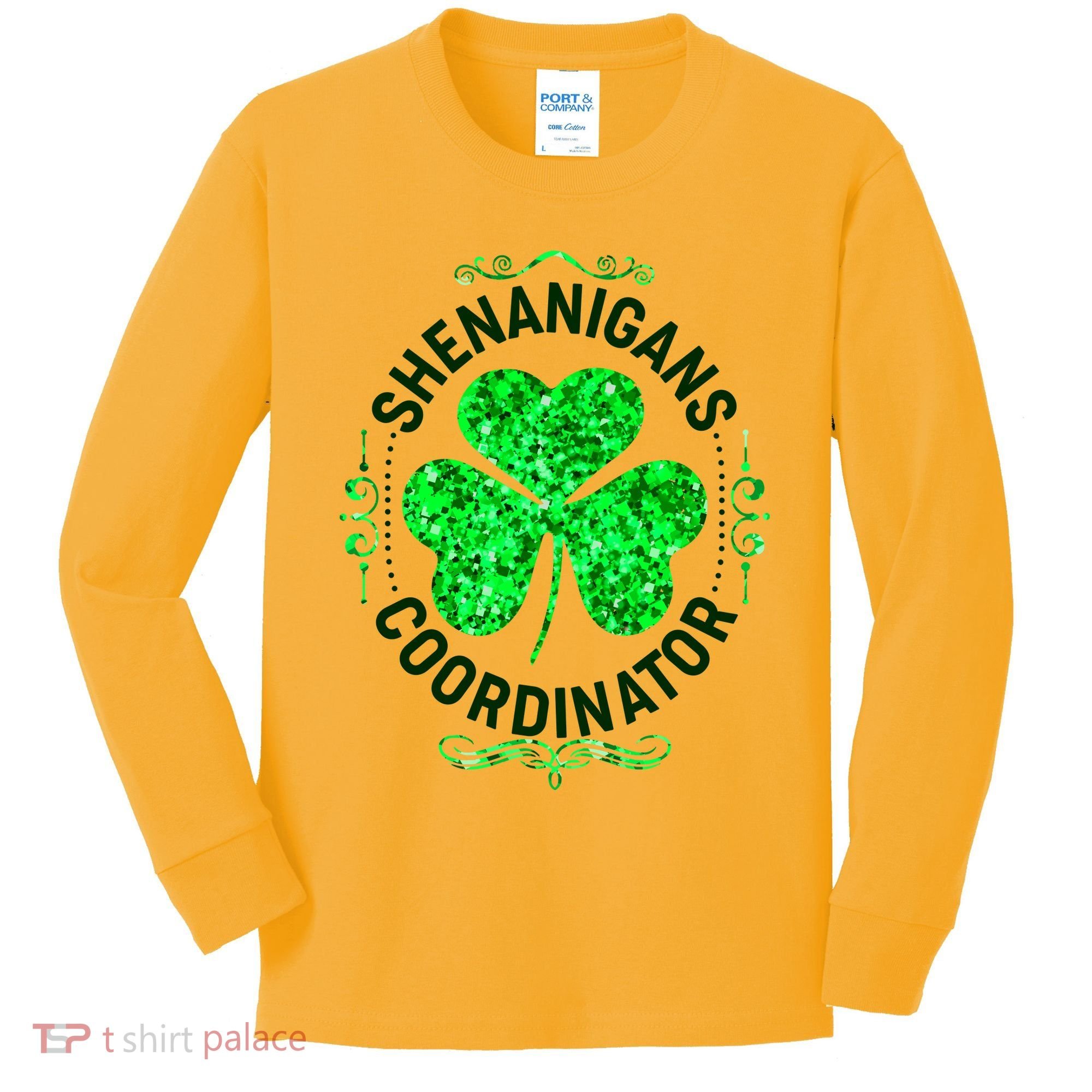 Funny St Patrick's Day Shenanigans Coordinator Lucky Shamrock Clover Kids Long Sleeve Shirt