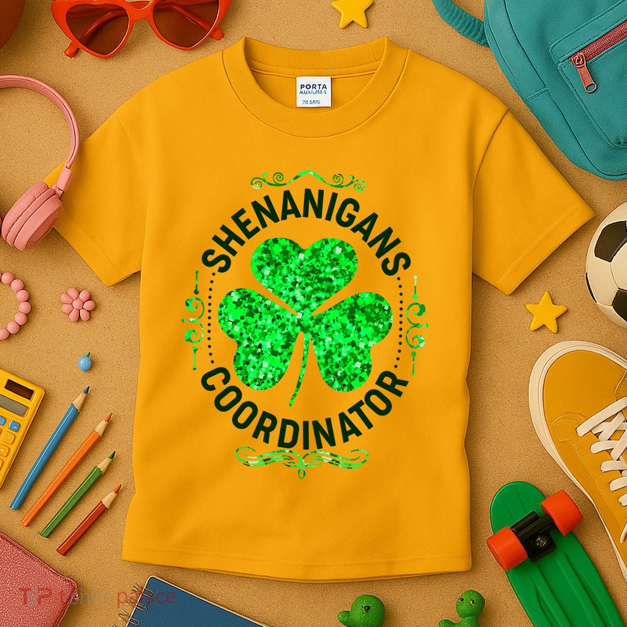 Funny St Patrick's Day Shenanigans Coordinator Lucky Shamrock Clover Kids T-Shirt